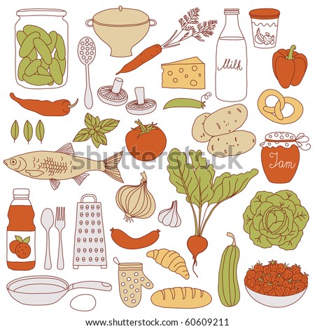 Set Of Food, Vector Illustration - 60609211 : Shutterstock