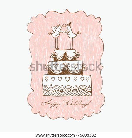 Free Wedding Vector on Wedding Cake  Hand Draw Stock Vector 76608382   Shutterstock