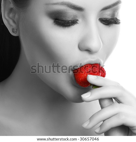 eating strawberry
