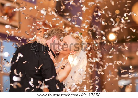stock photo beautiful caucasian couple just married and dancing their 
