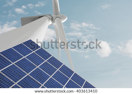 Renewable energies solar photovoltaic panel and windmill for electric energy