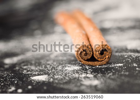 cinnamon stick like a smile close up