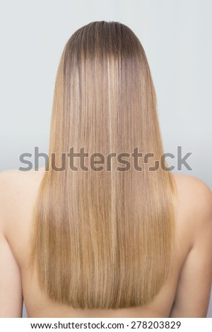 Straight blonde hair from behind