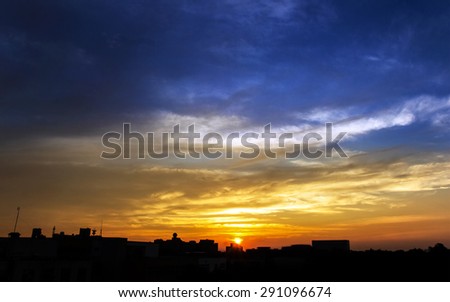 Sun rising over Taiwan Taoyuan city skyline