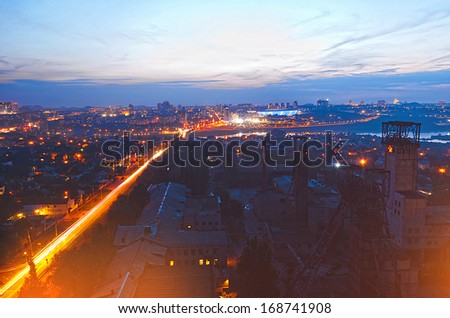 Evening urban landscape of Donetsk, East Europe, Ukraine