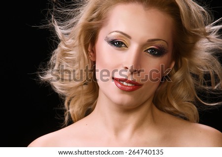 portrait of a beautiful woman with flowing hair