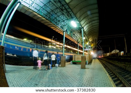 Road train station at night