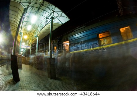 Road train station at night