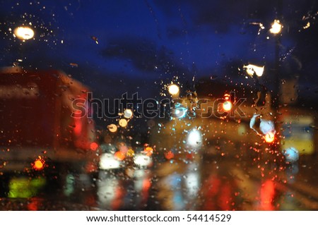 Driving in the rainy night, defocused