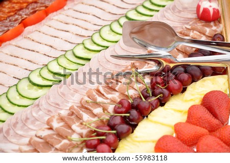 Gourmet salami and fruit tray