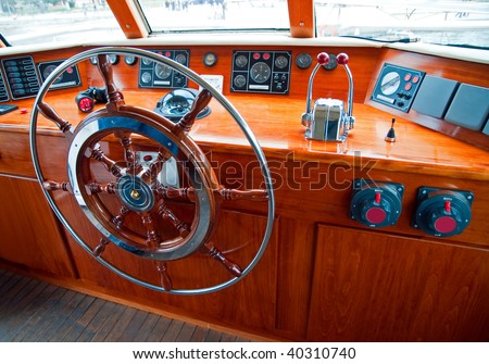 Ship\'s cabin with instruments to manage and run the ship