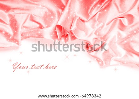 Pink silk background with stars and sparkles.