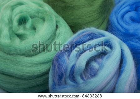Colorful merino wool for felting.