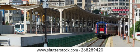 Istanbul, Turkiye - June 8, 2013: Train which entered Sirkeci train station, ready for the its new passengers.
