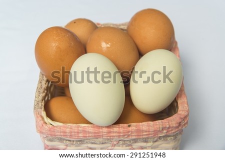 The eggs in pink basket