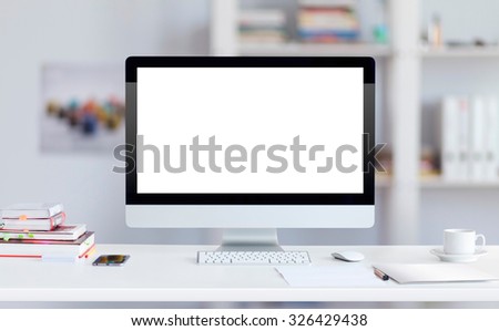 Computer monitor on table for mock up