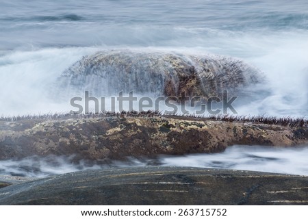 Coastal rocks under waves
