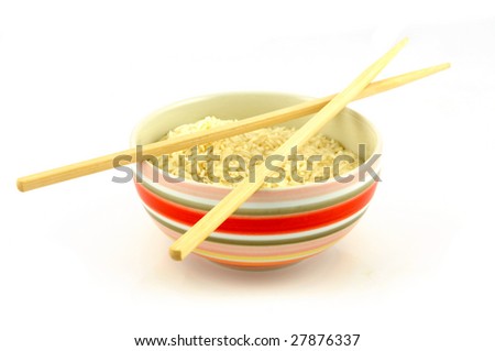 Chinese sticks and rice at bowl