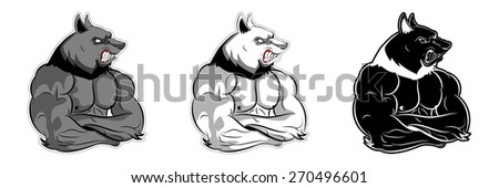Graphic Mascot Vector Image of a wolf boxer. Logos for sport athletic club. Coat of Arms for the gym or sports shop. Vector illustration Eps 10