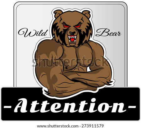Graphic Mascot Vector Image of a bear boxer. Logos for sport athletic club. Coat of Arms for the gym or sports shop. Vector illustration Eps 10