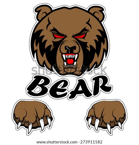 Graphic Mascot Vector Image of a bear. Logos for sport athletic club. Coat of Arms for the gym or sports shop. Hunting labels. Vector illustration Eps 10
