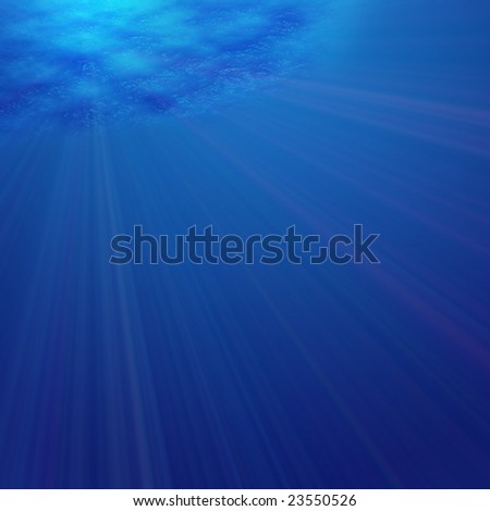 Beautiful underwater light, rays shining through the water