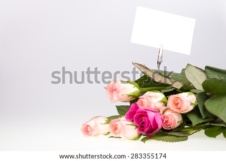 Roses and blank gift card for text
