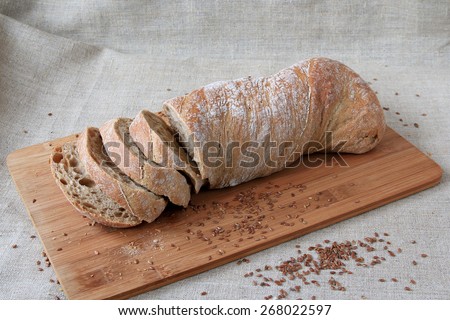 Italian bread on cutting board