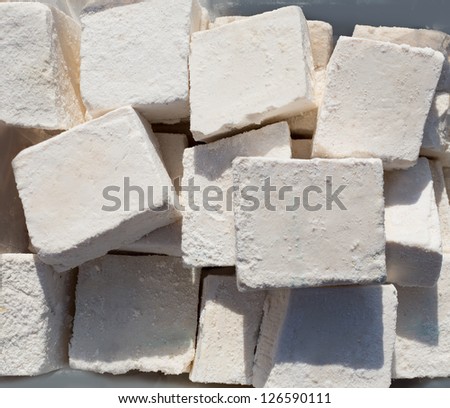 traditionally manufactured soap win white cubes pattern texture