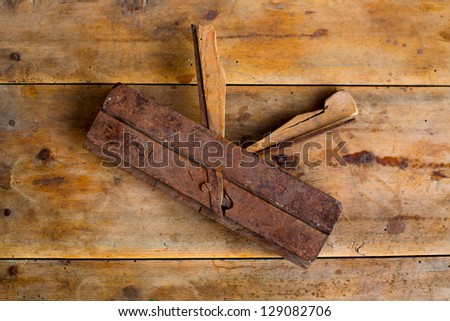 carpenter vintage wood planer tool planer rusted on retro  background