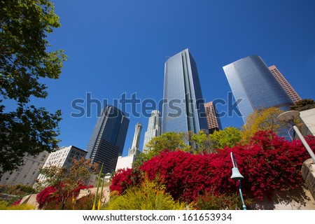 Los Angeles LA downtown skyscrapers at Hill street California