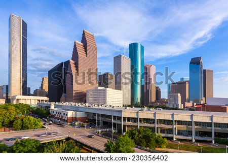 Houston Skyline North view aerial in Texas US USA