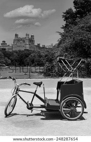 Central Park Manhattan The Lake rickshaw bike New York US