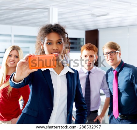 African young executive selfy multi ethnic teamwork group as leader in office