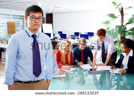 Asian executive young businessman portrait in office meeting