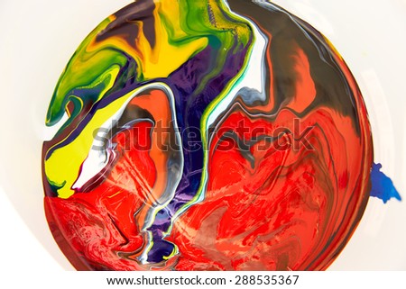 Colorful mix of different paints in round shape background