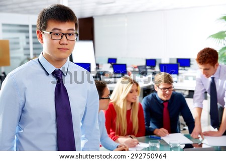 Asian executive young businessman portrait in office meeting