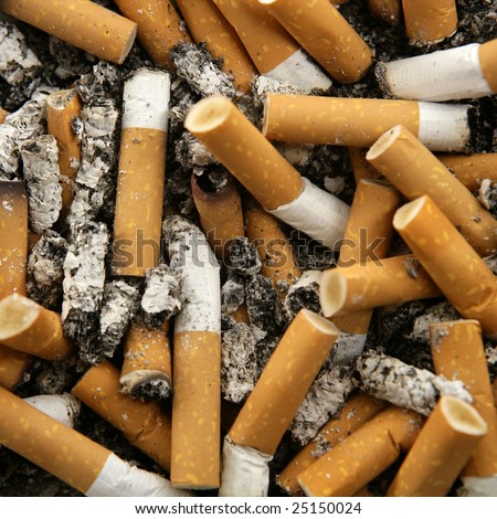 cigarettes texture, busy ashtray square still shot