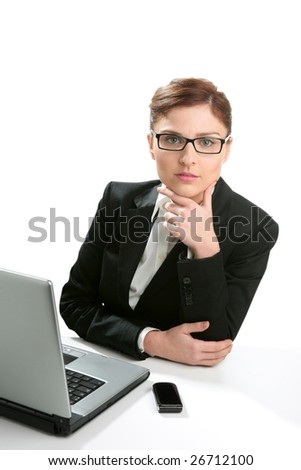 Businesswoman portrait isolated on white studio background