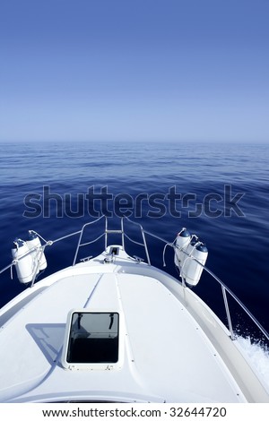 Boat on the blue Mediterranean Sea yachting on a calm ocean