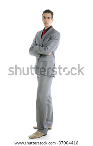 Full body young formal businessman portrait isolated on white