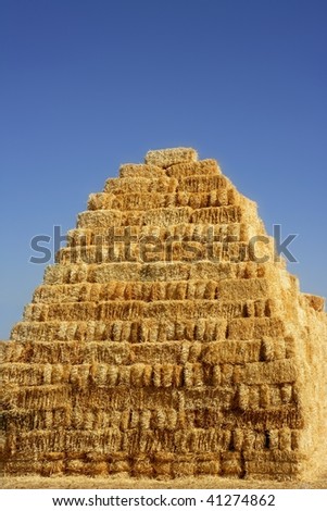 Barn with square shape stack on columns outdoor cereal texture