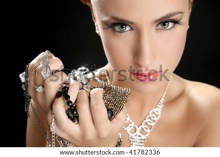 Lifestyle - Pagina 2 Stock-photo-ambition-and-greed-in-fashion-woman-with-jewelry-in-hands-on-black-background-41782336