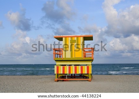 Lifeguard houses protected beaches in Miami Beach Florida
