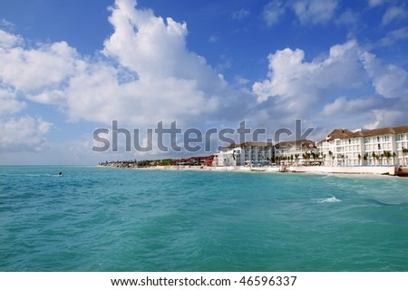 Deep  Fishing Playa  Carmen on Playa Del Carmen Caribbean Turquaoise Sea Beach Blue Sky Stock Photo