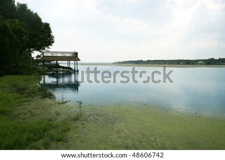 Beautiful lake landscape horizontal view in Texas, nature