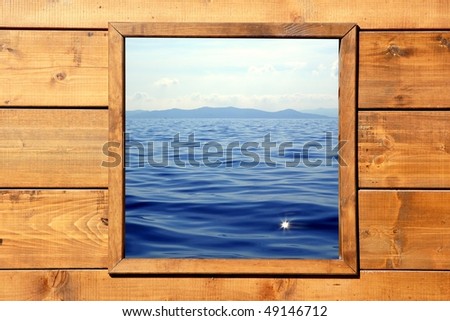 Window seascape view from wooden frame room [Photo Illustration]