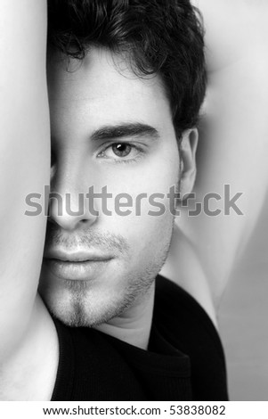 black and white photography faces. stock photo : lack and white