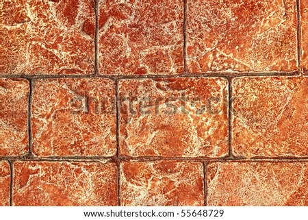 on-site printed concrete cement pavement texture red brown clay replica