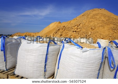 sandbag white big bag sand sacks quarry perspective